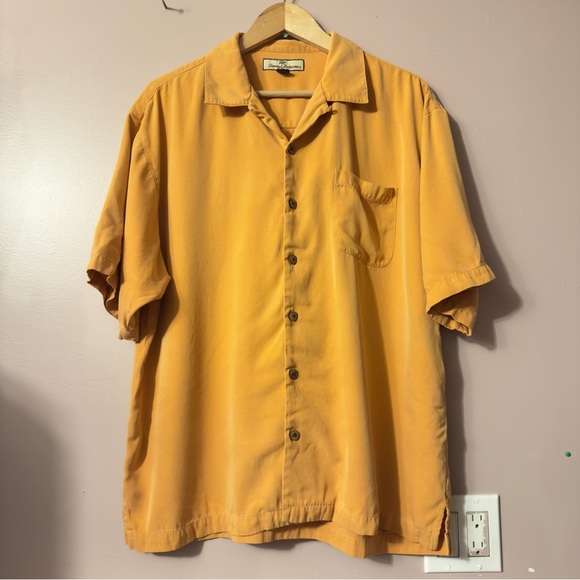 Tommy Bahama 100% Silk Shortsleeve Buttonup Shirt Orange Men Size XL - Picture 1 of 9